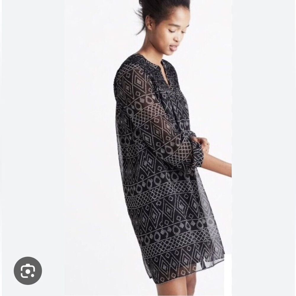 NWT Madewell $158 Smock Dress in Caravan Print Tribal True Black size s OLDSTOCK